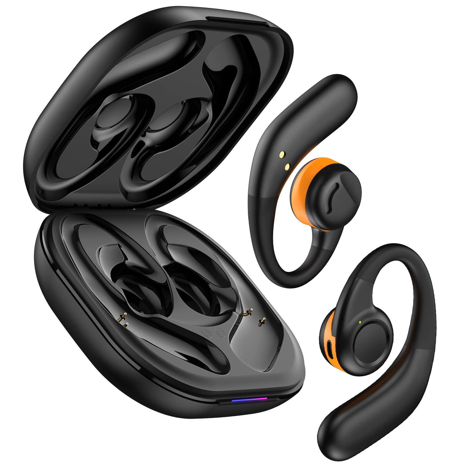 Photo 1 of Jzones Open Ear Headphones Wireless Bluetooth 5.3, Open Ear Earbuds with Dual 16.2mm Dynamic Drivers 60 Hours Playtime Waterproof Sport Earbuds for Android iPhone TV,Black