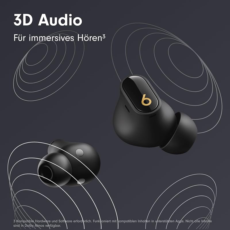 Studio Buds + | Komplett kabellose Noise Cancelling In-Ear Kopfhörer, verbesserte Apple & Android Kompatibilität, eingebautes Mikrofon, Schweiß-beständige Bluetooth - Schwarz/Gold