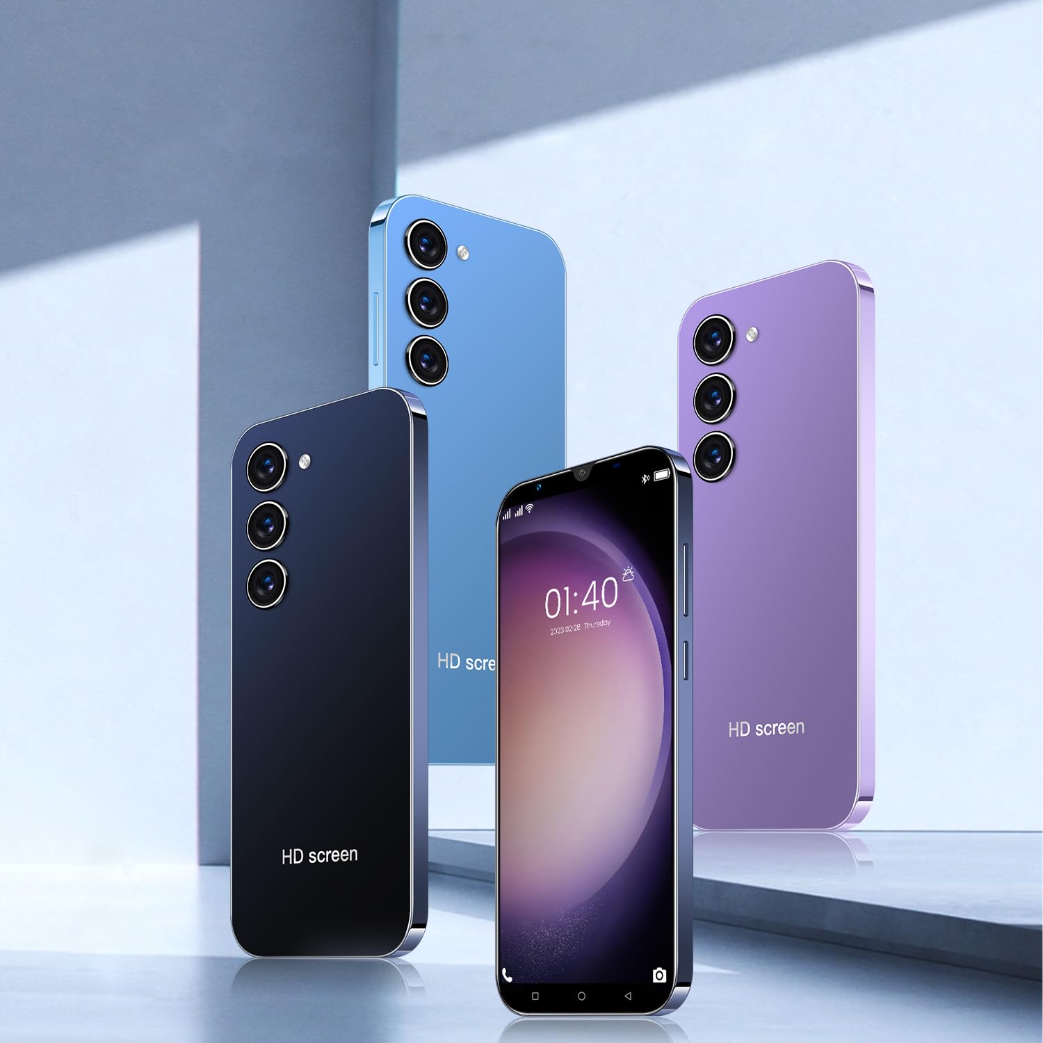 Cheap Mobile Phones, 5.0 Inch, Android 9.0, Dual SIM Dual Camera, Quad Core, 16GB ROM【Expandable up to 128GB】, Support WiFi/Bluetooth/FM, Face Unlocked Phones (Purple)