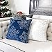 Homey COZY Embroidery Blue Velvet Throw Pillow Cover, Merry Christmas Series Snowflake Luxury Soft Fuzzy Cozy Warm Slik Gift Square Couch Cushion Pillow Case 20 x 20 Inch, Cover Only