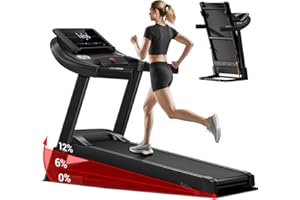 UMAY Fitness Home Folding Incline Treadmill with Pulse Sensors, 3.0 HP Quiet Brushless, 300 lbs Capacity (Black or Gray)