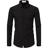EOUOSS Dress Shirts for Men Stretch Slim Fit Long Sleeve Mens Dress Shirts Casual Business Muscle Fit Button Down Shirts