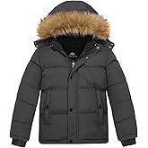 FARVALUE Boys Water Resistant Winter Coat Warm Quilted Puffer Jacket Hooded Parka Thicken Down Jacket for Boys