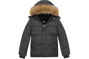 FARVALUE Boys Water Resistant Winter Coat Warm Quilted Puffer Jacket Hooded Parka Thicken Down Jacket for Boys