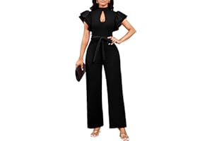 SxClub Elegant Jumpsuits for Women Dressy Formal Casual Long Straight Pants Business Jumpsuit