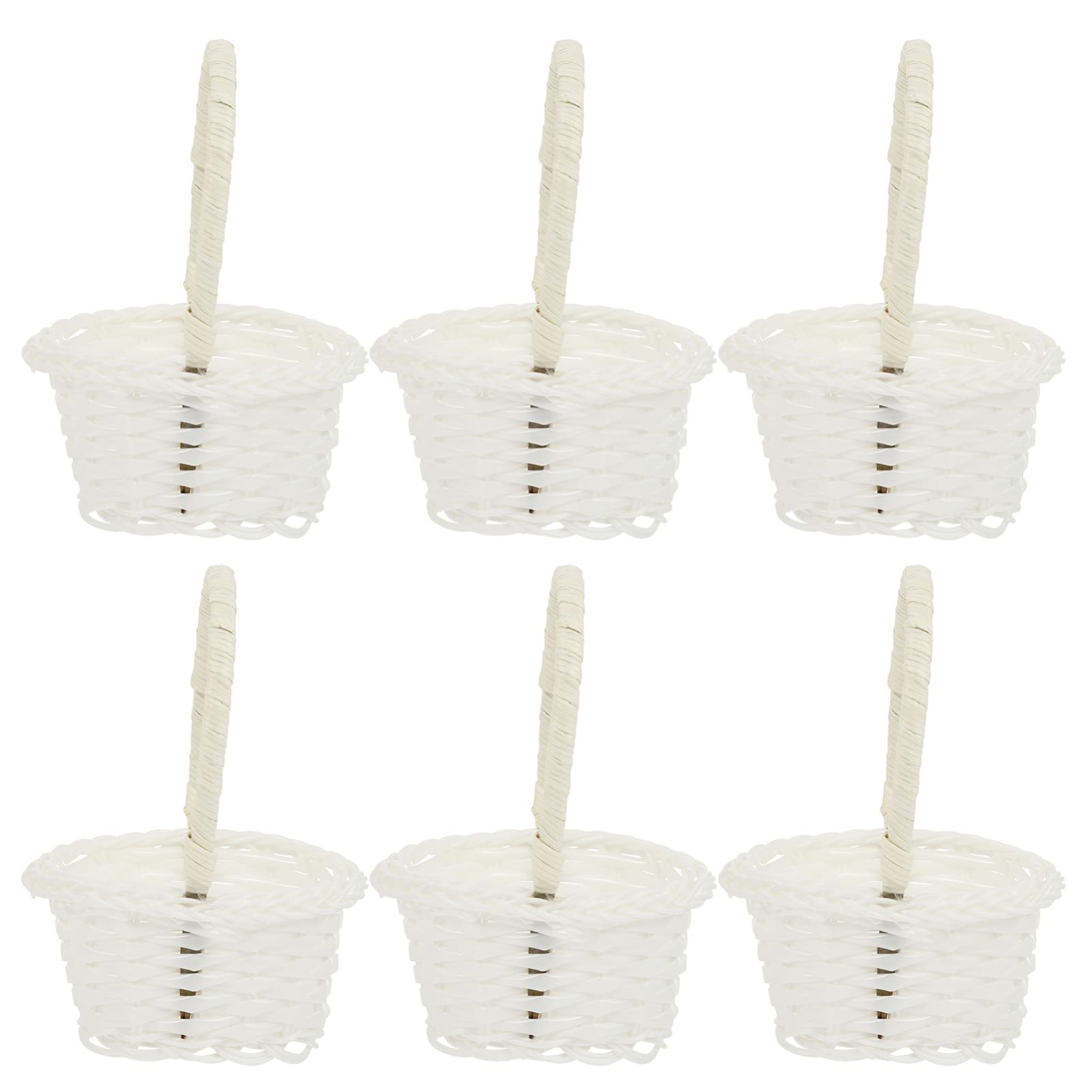 DOITOOL Rattan Vegetable Basket 4.02X3.15X5.51 Inch Woven Storage Basket with Handles Multi-Purpose Kitchen and Home Organization