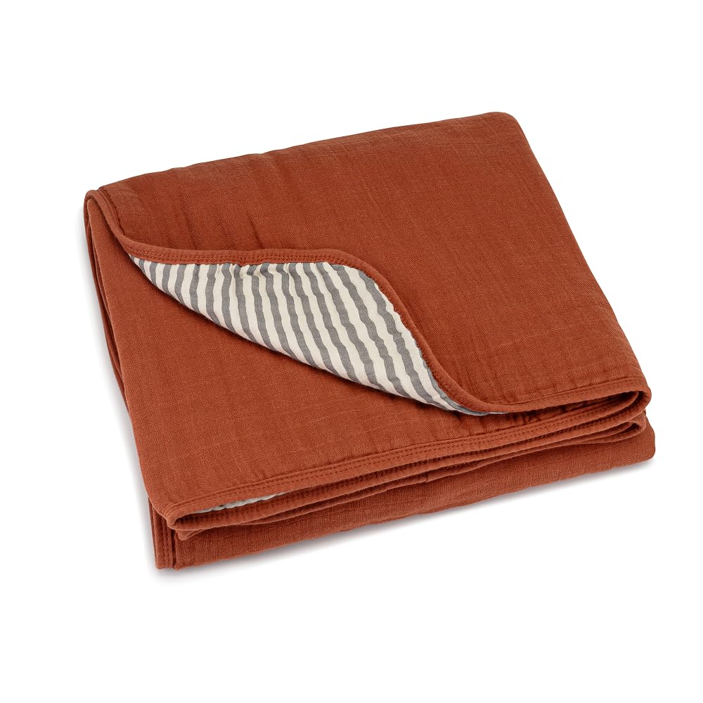 Parker Baby Muslin Blanket | 100% Soft Cotton Toddler Quilt & Baby Muslin Swaddle | Gender Neutral Design 47" x 47" Blanket Image