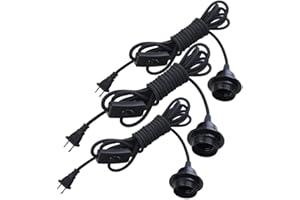 FadimiKoo Pendant Light Kit, E26/E27 Lamp Kit, Vintage Edison Hanging Pendant Light Cord Kit with On/Off Switch UL Listed, 3 Pack, 13.2 FT Each
