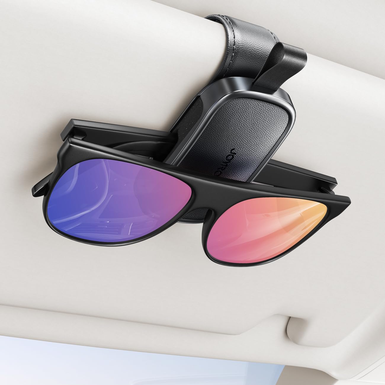 Photo 1 of JOYROOM Sunglasses Holder for Car Visor, 2025 Upgrade Magnetic Glasses Car Holder, Universal Leather Eyeglasses Clip Compatible with All Glasses