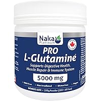 250g Powder Naka Platinum Micronized L-Glutamine 5000 mg, Supports Digestive Health, Muscle Repair, Immune System, Made in Ca