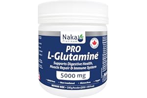250g Powder Naka Platinum Micronized L-Glutamine 5000 mg, Supports Digestive Health, Muscle Repair, Immune System, Made in Ca