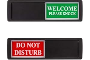 K KITCHENTOUR Privacy Sign - Do Not Disturb/Welcome Sign for Home Office Restroom Conference Hotel Hospital, Easy to Read Non-Scratch Magnetic Slider Door Indicator Sign with Clear, Bold & Colored Text - Black