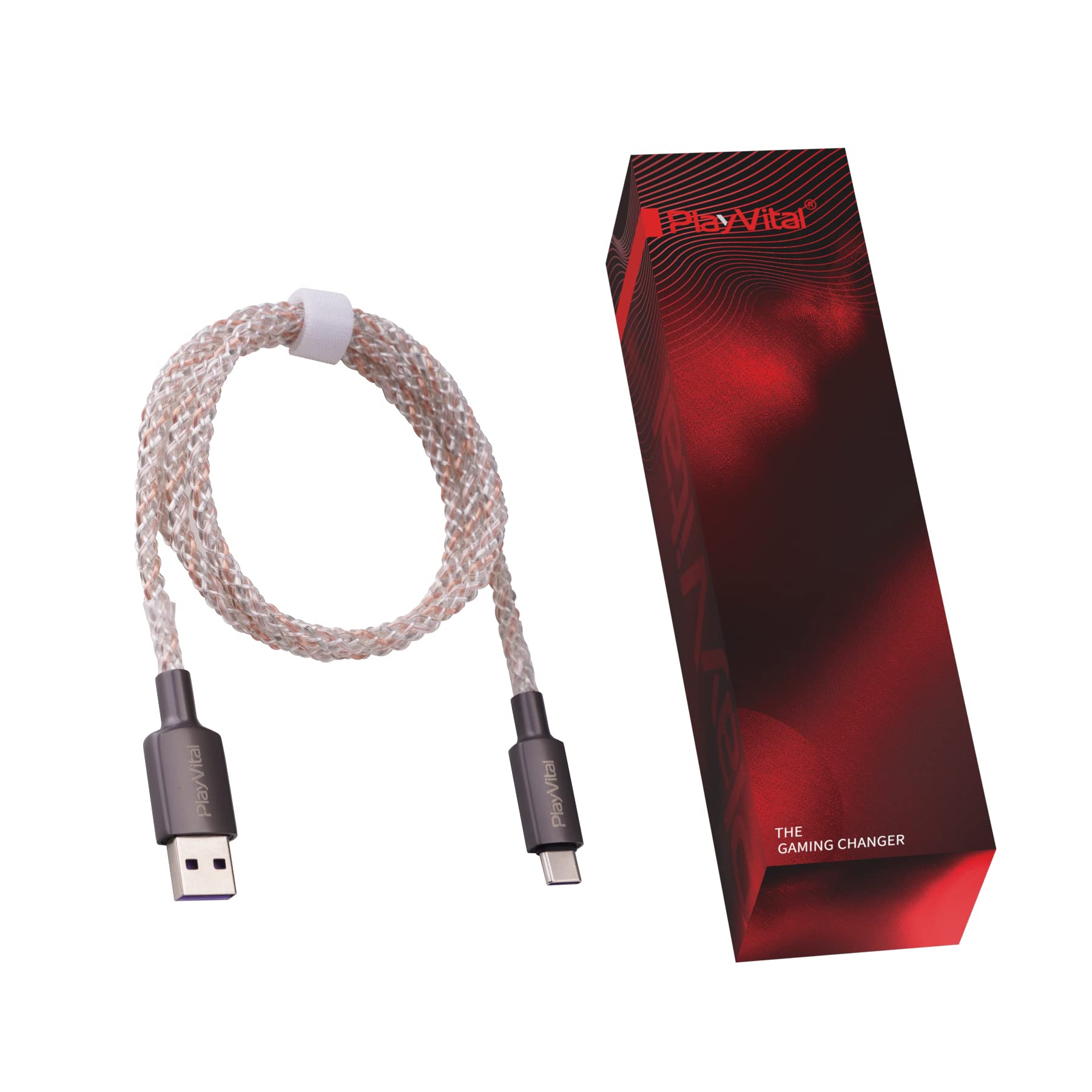 playvital 3.28FT Illuminated Charging Cable for ps5 Controller, USB Type C Charging Cord for Gamepad, Universal LED Light Up Data Cord for Xbox Core/Elite Series 2 / Switch Pro Controller