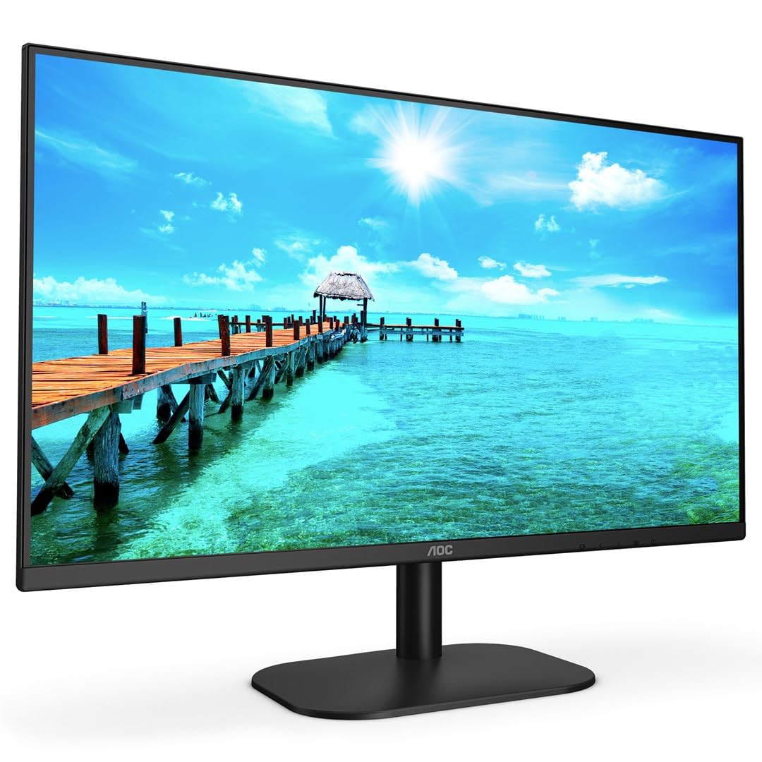 AOC 27B2AM - 27 inch FHD Widescreen Monitor, 4ms, VA Frameless Design, LowBlue Mode, Flicker free, Speakers (1920 x 1080 @ 75Hz, HDMI 1.4 x 1, VGA),Black