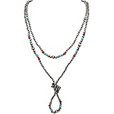 Firstmeet Navajo Pearl Necklace for Women Vintage Handmade Long Boho Turquoise Western Jewelry