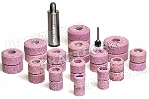 PRAZTECH® Premium Quality 11/16" Thread Sioux Valve Seat Grinding Stones Set | Pink Panther Aluminium Oxide Vitrified Bonded Emery | DIY Tool (28 Pcs Stones + Holder Drive Ball)
