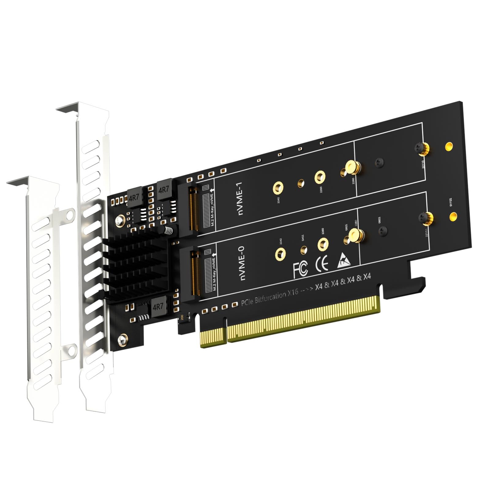 GLOTRENDS PA41 Quad M.2 NVMe to PCIe 4.0 X16 Adapter Without PCIe Bifurcation, Setup Soft M.2 NVMe RAID via OS Tool (Support 22110/2280 Size), (PCIe Bifurcation Motherboard is Required)
