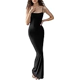 PUMIEY Women's Soft Lounge Long Slip Dress Sexy Sleeveless Backless Bodycon Maxi Dresses for Women