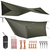 onewind 12&times;10ft Ultralight Camping Hammock Tarp, Hammock Rainfly with Doors | 1.1oz 20D Ripstop Silnylon, 4000mm Water resistant, Lightweight Tarp Shelter, 4 Season Tent Tarp for Hiking Backpacking