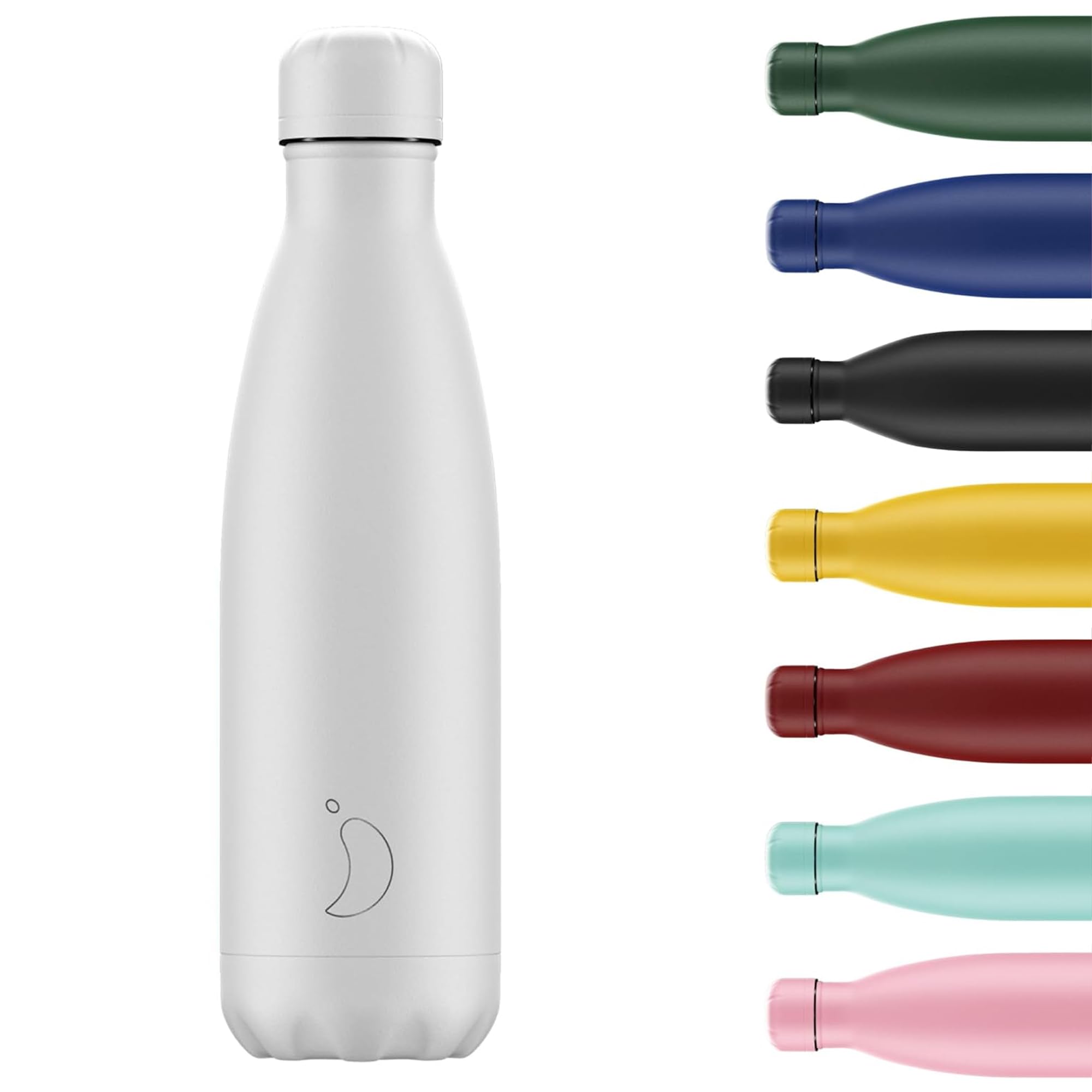 Chilly's Original Water Bottle - Vacuum Insulated Stainless Steel Water Bottle, Reusable Thermal Flask for Hot & Cold Drinks - Leak Proof, No Sweat - Monochrome - All White, 500ml — image 1