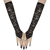 Long Keeper Elegant Floral Lace Gloves Women Elbow Length Fingerless Long Gloves for Bridal Opera Evening Wedding Party Prom