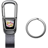 BFIVEANTE Leather Car Keychain for Cadillac Escalade CT4 CT5 CT6 ATS CTS SRX XT5 Car Key Chain Keyring Keychain Accessories Family Present(Black)
