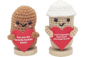 MEGANJDESIGNS Handmade Mini Funny Positive Emotional Support Potato Pickle and Sunflower, Cute Stuff Funny Knitted Wool Handwoven Ornaments Christmas Crochet Gifts for Woman Coworkers Friend Family (red)