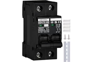 DIHOOL DC Circuit Breaker 20 Amp Solar Disconnect Switch 2P 1000V for PV, UPS, RV Battery,DIN Rail Mount