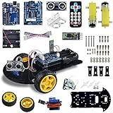 UCTRONICS Bluetooth Robot Car Kit for Arduino with UNO R3, HC-SR04 Ultrasonic Sensor, HC-05 Bluetooth Module, Infrared IR Wireless Remote Controller, L293D Motor Control Shield, Micro Servo Motor 9g