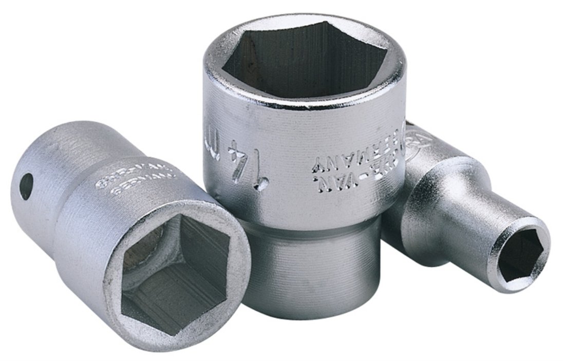Draper 11095 Elora Hexagon Socket, 1/4" Square Drive, 6mm