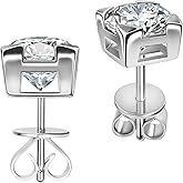 ABSOLUTE Moissanite Earrings for Womens 2 Carat Moissanite Stud Earrings for Men Hyposensitivity S925 Sterling Silver Earrings for Women D Color VVS1 Clarity