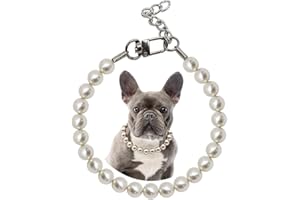 0.55 inch Big Pearl Dog Collar,Suit for Medium Large Dog,Occasions and Garden Party,Strong Stainless Steel Wire Rope,Elegant 