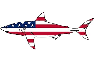 Rogue River Tactical Shark Fish USA Flag Sticker Decal Fishing Bumper Patriotic United Auto Car Truck Boat RV Real Life Rod Tackle Box