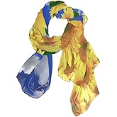 Use4 Fashion Lightweight Sunny Sunflower Floral Chiffon Silk Long Scarf Shawl Wrap