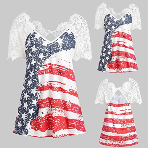Duseedik Tops Womens American Flag Tank Tops Casual Blouse Sleeveless T Shirt Blouse (White, L)