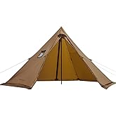 Hot Tent with Stove Jack, 2-4 Person 4 Season Tipi Tent for Camping | Roomy for 2-4 people, stove jack for cold-weather camping, lightweight for easy carrying, tall 6.9 ft interior