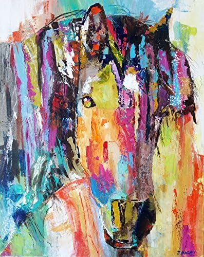 "Horse" Original Painting, Stunning Painting of a Horse with a Ghost-like Figure in the Background