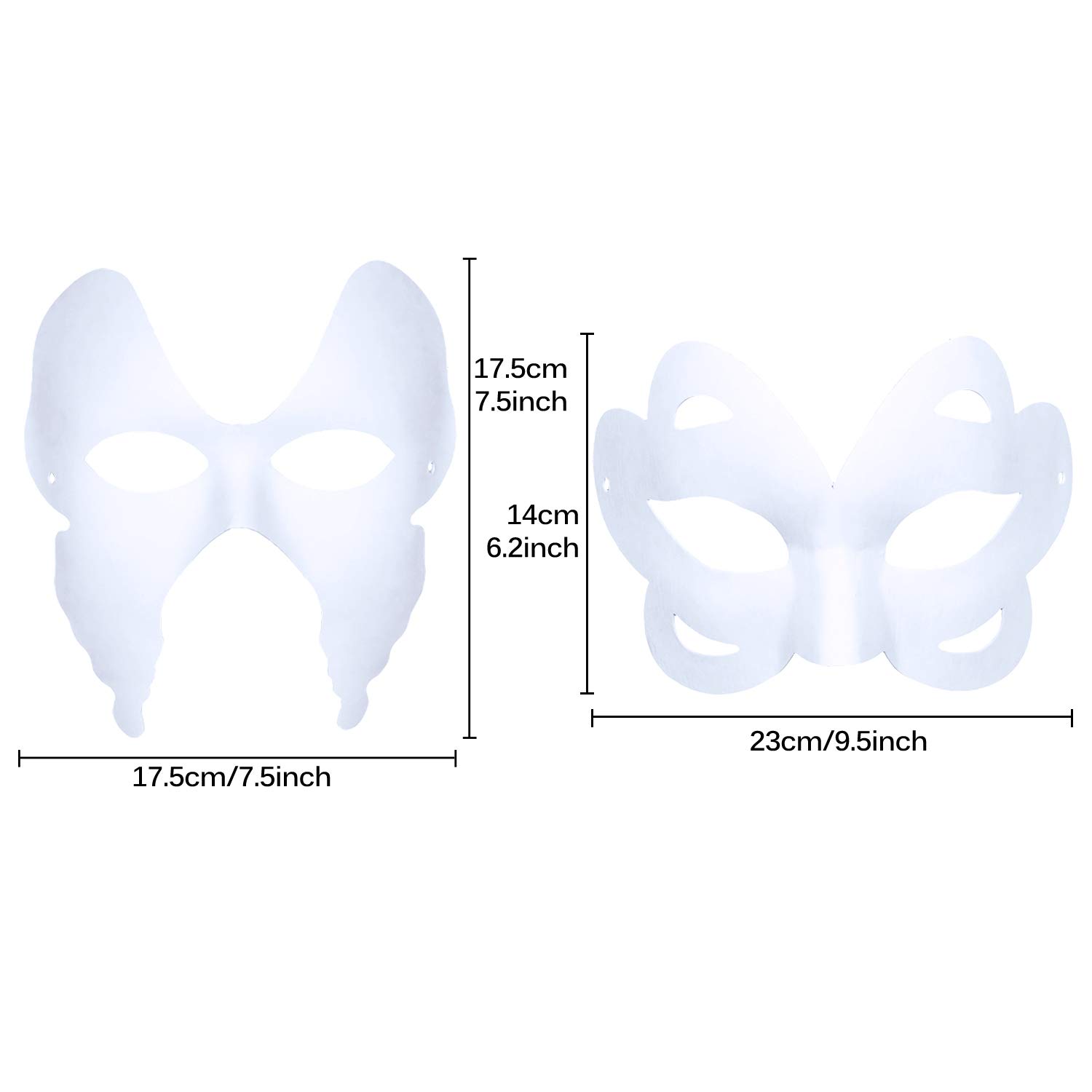 ZOYLINK White Mask, 12pcs Halloween Half Face Mask White Paper Mask DIY Mask Dance Cosplay Party Masquerade White Face Mask Halloween Masked for masquerade mardi gras fashion shows costume party