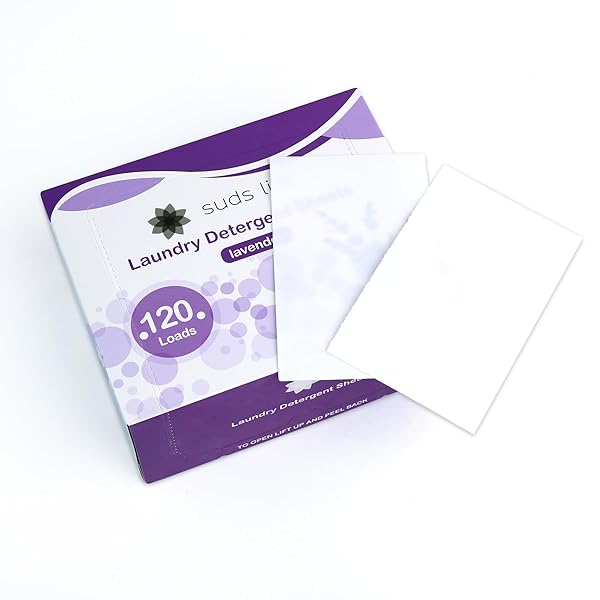 SUDS LIFE LAUNDRY DETERGENT SHEETS (60 SHEETS) OCEAN BREEZE, LAVENDER, RAINFOREST – PORTABLE, CONCENTRATED LAUNDRY DETERGENT (UP TO120 LOADS) (LAVENDER)