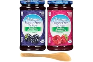 Polaner Seedless Sugar Free Preserves with Fiber, Blackberry and Raspberry. 13.5 Ounce (Pack of 2) - with Make Your Day Sprea