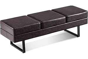 BarberPub Waiting Room Chairs, Heavy Duty Office Guest Reception Bench, Faux Leather Upholstered Lobby Chairs for Salon, Conference Room 7008 (Brown)