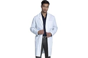Cherokee Long Lab Coat for Men with Front Button Closure, 3 Pockets & Center back length 38" CK412
