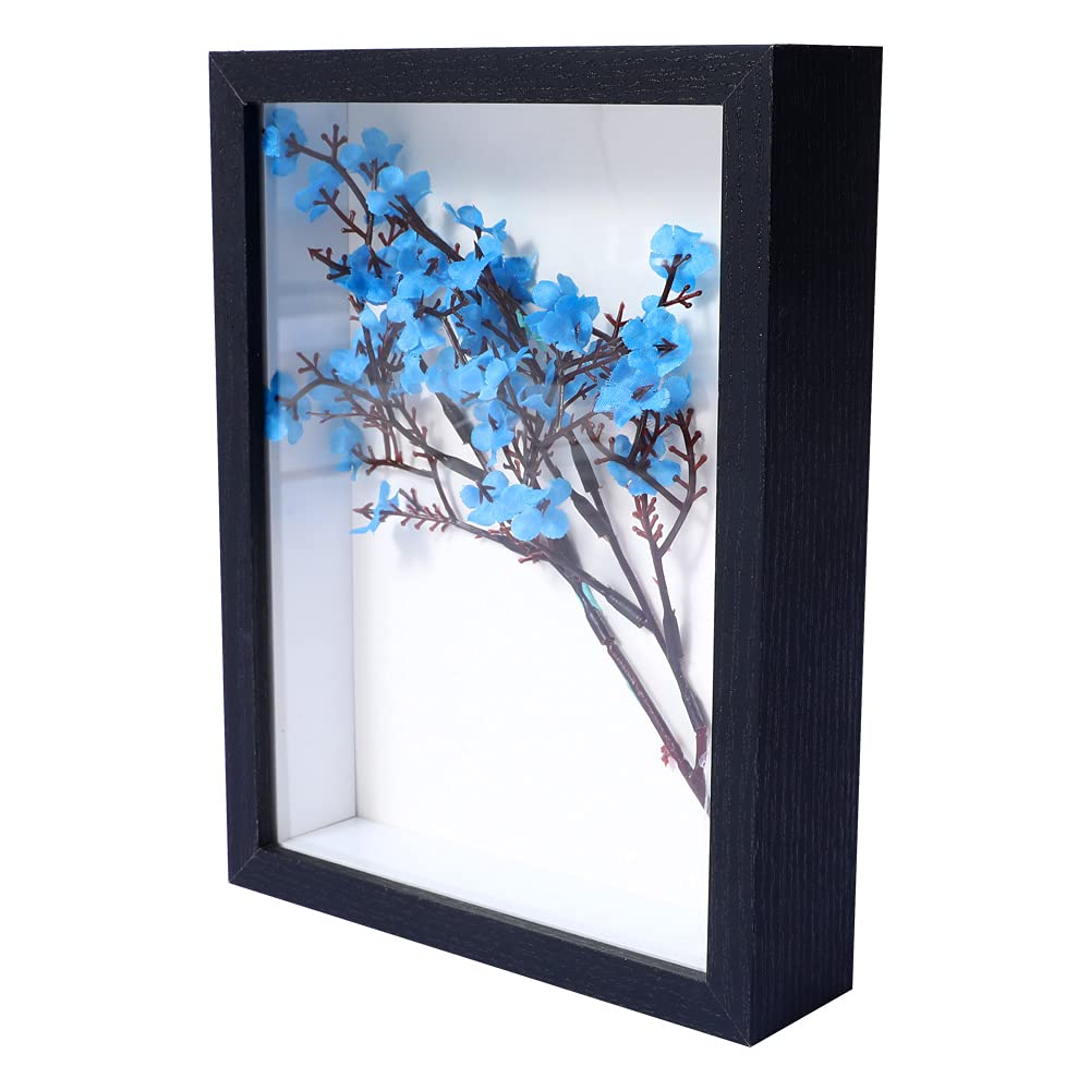 Photo 1 of KAPIX Small Shadow Box 4x6 Picture Frame with HD Plexiglass Deep Wood Memory Box Display case for Flowers,Ticket,Memorabilia,Keepsake,Medal,Art and Photos,Black