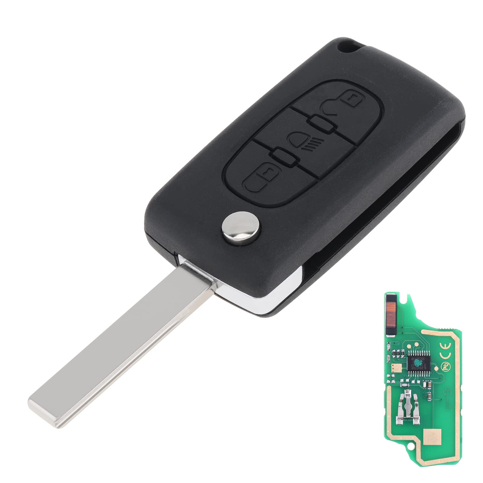 3 Buttons Keyless Uncut Flip Remote Key Fob with Light Button ID46 Chip and HU83 Blade CE0536 for Citroen C3 C4 C5 Models 2005-2011 433MHz