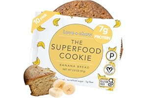 Love + Chew Superfood Soft Baked Cookies, Banana Bread Flavor, Plant Based Cookie Made With Almonds, Chia Seeds, & Bananas for Kids and Adults, Vegan Snacks, Gluten Free, Paleo, Non GMO, 10 Pack