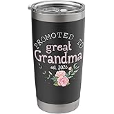 Promoted to Great Grandma Est. 2026 Gifts First Time Grandma Stainless Steel Insulated Tumbler