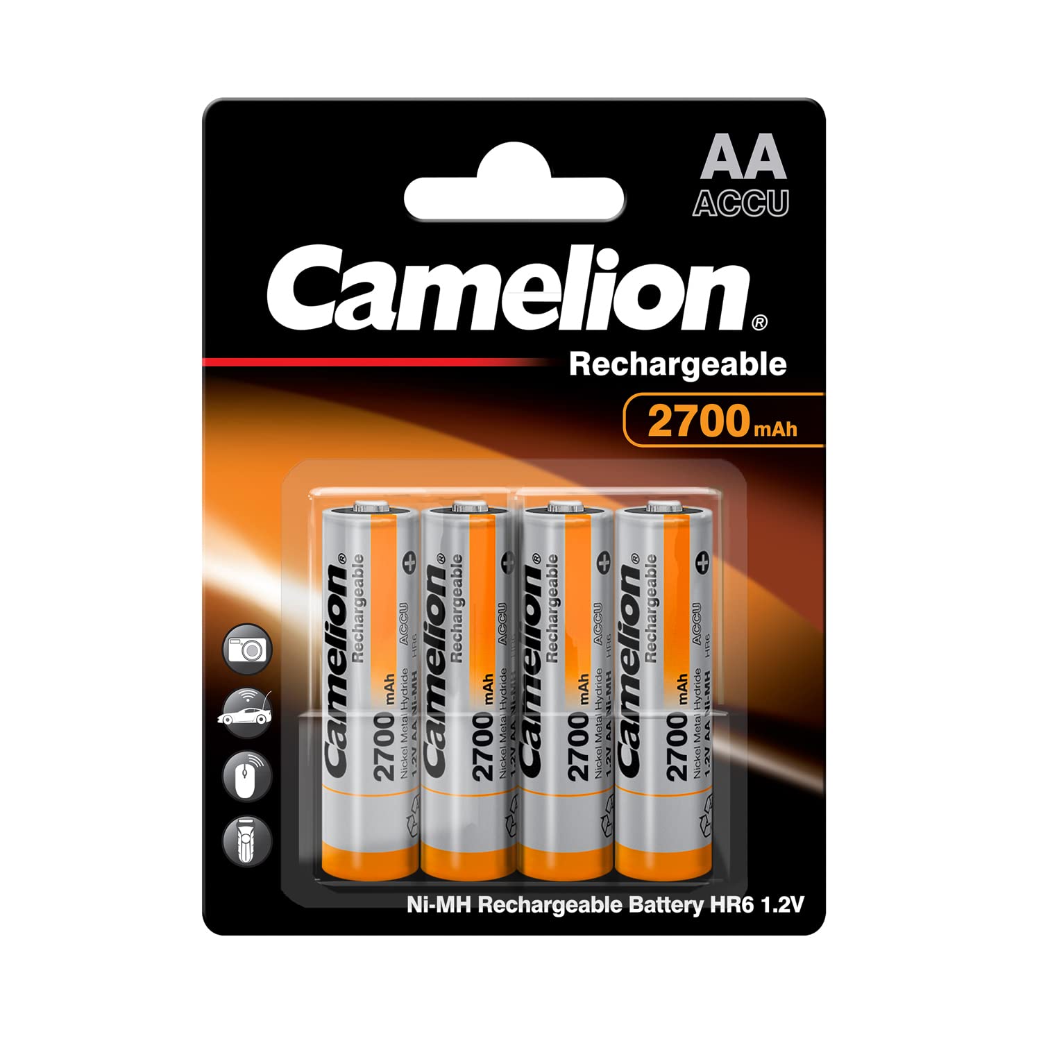 Camelion 17027406 Akku (NiMH, R6, Mignon, AA, 2700 mAh, 4er, inkl. Aufbewahrungsbox geeignet für 4 x Akkus)