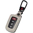 YONUFI for Toyota Key Fob Cover Keychain Leather Car Key Case Fob Holder Compatible Highlander Tacoma Tundra Rav4 4Runner Camry Sequoia Corolla Prius (Gray)