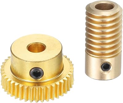 sourcing map Brass Worm Gear Set 0.5 Module 40:1 Reduction 5mm Hole Dia Gear