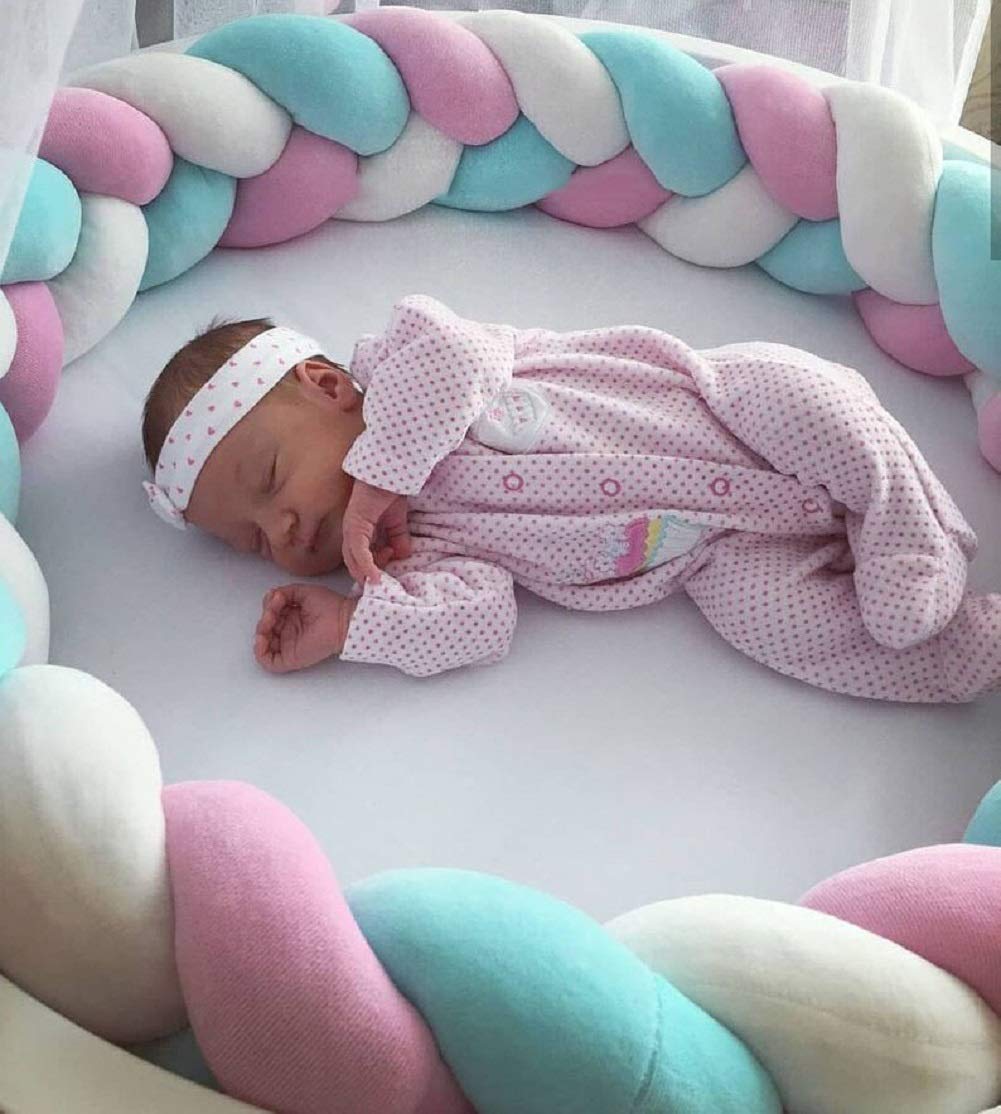 infant soft pad braided crib bumper knot pillow cushion cradle decor for baby girl and boy